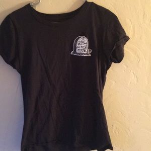 Black short sleeve T-shirt with embroidery